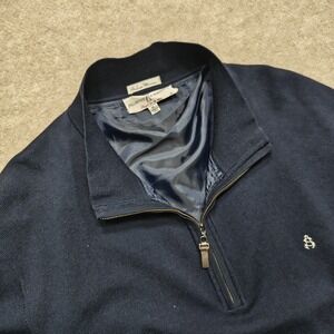 Fairway & Greene Mens XL Italian Merino Wool‎ Blue 1/4 Zip Pullover Sweater